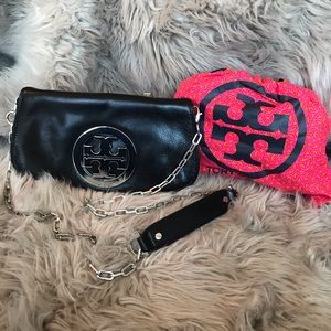Tory Burch black leather shoulder bag or clutch